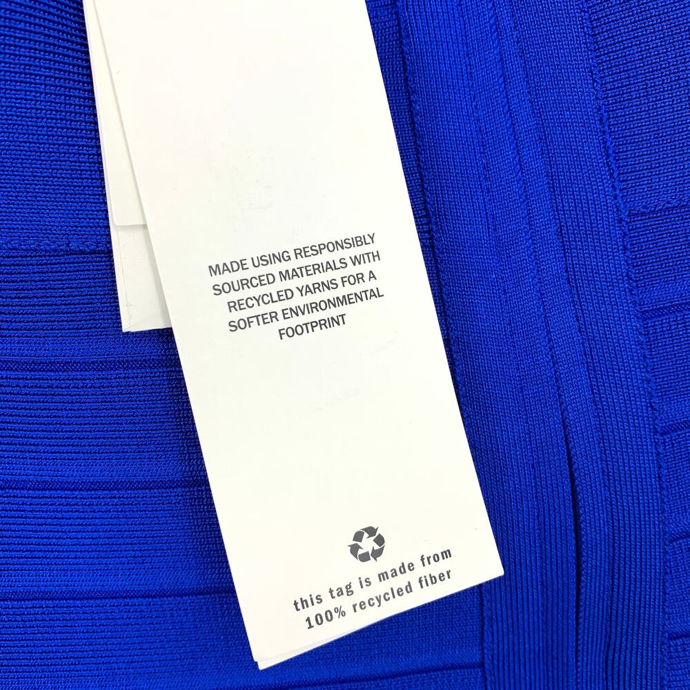Herve Leger Sweetheart Neckline Bandage Mini Dress Womens Sz L Bright Blue NEW - Picture 6 of 9